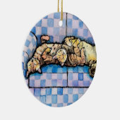 Twee slaperige tabby katten ornament (Rechts)