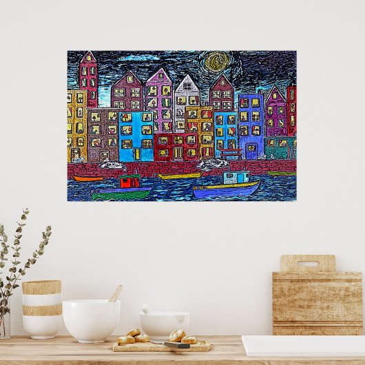 Twee sleepboten 's nachts poster (Keuken)