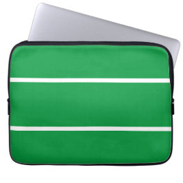 Twee Slender White Stripes Kelly Green Background Laptop Sleeve