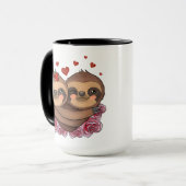 Twee Sleuven in Love Hearts Rozen Valentijnsdag Mok (Voorkant links)