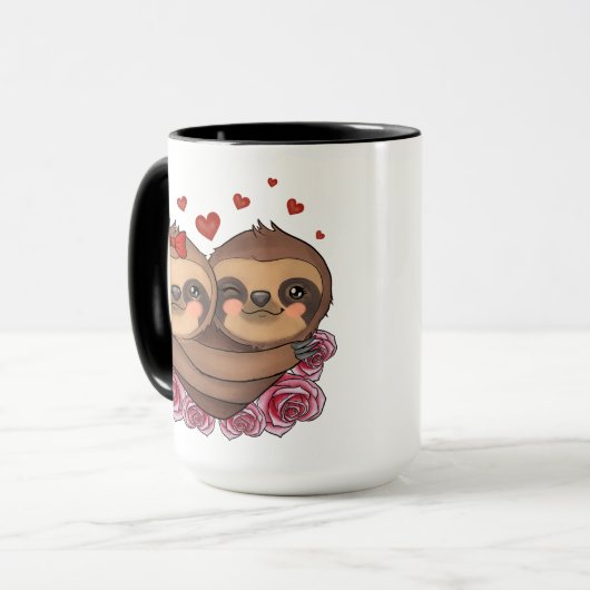 Twee Sleuven in Love Hearts Rozen Valentijnsdag Mok (Voorkant links)