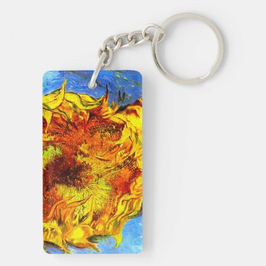 Twee sneeuwbloemen Van Gogh Sleutelhanger (achterkant)