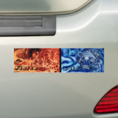 Twee sneeuwluipaarden vuur en ijs bumpersticker (Op auto)