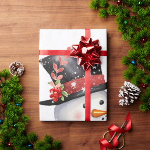 Twee Sneeuwman In Top hoeden en Rode Sjaals Cadeaupapier