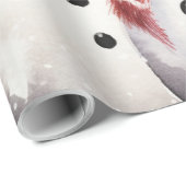 Twee Sneeuwman In Top hoeden en Rode Sjaals Cadeaupapier (Rol Hoek)