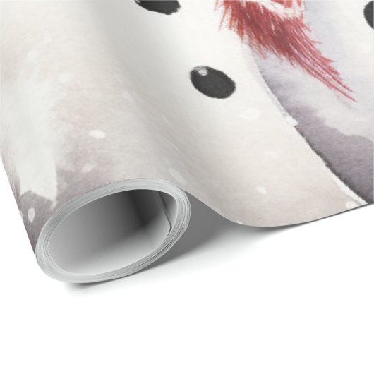 Twee Sneeuwman In Top hoeden en Rode Sjaals Cadeaupapier (Rol Hoek)
