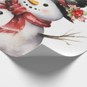 Twee Sneeuwman In Top hoeden en Rode Sjaals Cadeaupapier (Hoek)