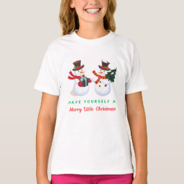 Twee sneeuwpoppen met cadeautjes t-shirt