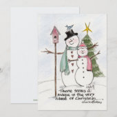 Twee sneeuwpoppen Waterverf Magische Winterscene Feestdagenkaart (Voorkant / Achterkant)