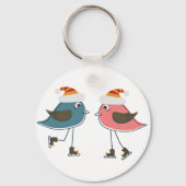 Twee sneeuwvogels ijsschaatsen sleutelhanger (Voorkant)