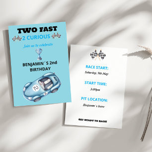 Twee Snel 2 Nieuwsgierig Race Auto 2e Verjaardagsu Kaart