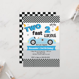 Twee Snel 2 Nieuwsgierige Blauwe Raceauto Jongens Kaart