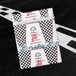 Twee Snel 2de verjaardag Jongen Racen Auto  Cadeaupapier