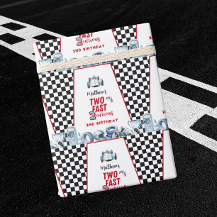 Twee Snel 2de verjaardag Jongen Racen Auto  Cadeaupapier