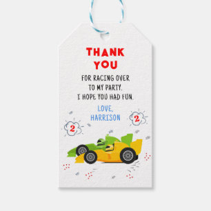 Twee Snel 2e Verjaardag Racende Auto's Dank Je Cadeaulabel