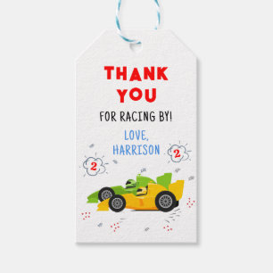 Twee Snel 2e Verjaardag Racende Auto's Dank Je Cadeaulabel