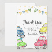 Twee Snel 2e Verjaardagsraceauto Bedankkaart (Voorkant / Achterkant)