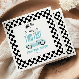 Twee Snel Blauwe Race Auto 2de Verjaardagsfeestje Servet