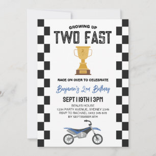 Twee Snel Dirt Bike 2de Verjaardagsfeestje Kaart