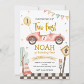 Twee Snel Jongen Tweede Verjaardag Reuzenwagen Kaart (Voorkant)