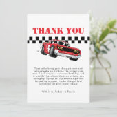 Twee Snel Moderne Rode Race Auto Jongen 2de Verjaa Bedankkaart (Staand voorkant)