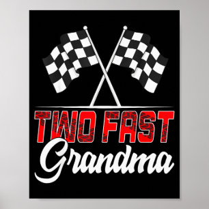 Twee Snel Oma Tweede Verjaardag Racende Auto Famil Poster