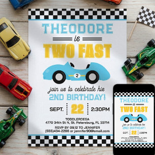 Twee Snel Race Auto 2de Verjaardag Kaart