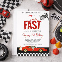 Twee Snel Race Auto Jongen 2de Verjaardagsfeestje