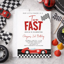 Twee Snel Race Auto Jongen 2e Verjaardagsfeestje