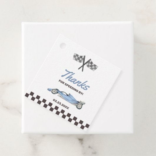 Twee Snel Race Car 2nd Boy's Birthday Party Bedankjes Labels (In situ)