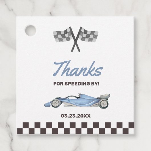Twee Snel Race Car 2nd Boy's Birthday Party Bedankjes Labels (Voorkant)