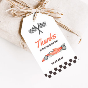 Twee Snel Race Car 2nd Boy's Birthday Party Cadeaulabel