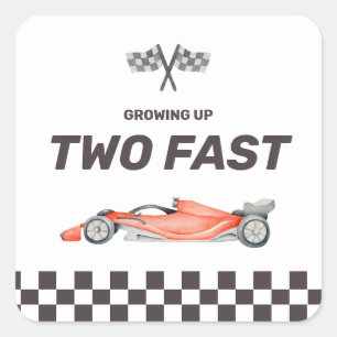 Twee Snel Race Car 2nd Boy's Birthday Vierkante Sticker