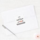 Twee Snel Race Car 2nd Boy's Birthday Vierkante Sticker (Envelop)