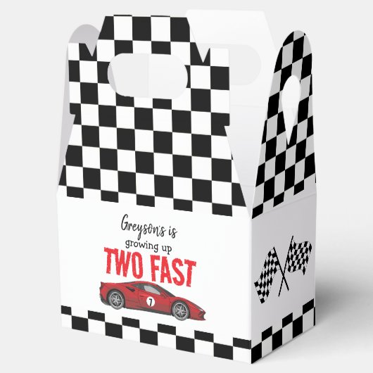 Twee Snel Race Car Boy 2e verjaardag Bedankdoosjes (Geopend)