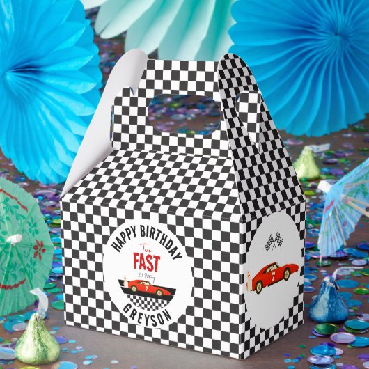Twee Snel Race Car Boy 2e verjaardag Bedankdoosjes (Feest)