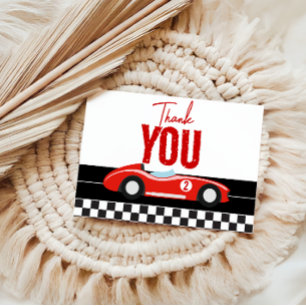 Twee Snel Race Car Boy 2e verjaardag Bedankkaart