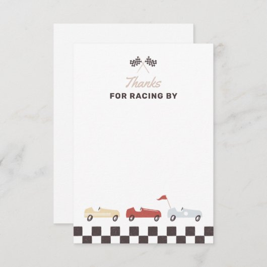 Twee Snel Race Car Boy 2e verjaardag Bedankkaart (Voorkant / Achterkant)