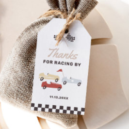 Twee Snel Race Car Boy 2e verjaardag Cadeaulabel