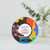 Twee Snel Race Car Boy 2e verjaardag Invitati Kaart (Staand voorkant)