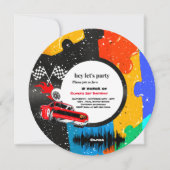 Twee Snel Race Car Boy 2e verjaardag Invitati Kaart (Voorkant)