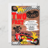 Twee Snel Race Car Boy 2e verjaardag Invitati Kaart (Voorkant)