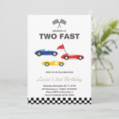 Twee Snel Race Car Boy 2e verjaardag Kaart (Staand voorkant)