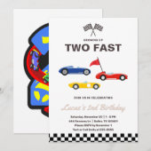 Twee Snel Race Car Boy 2e verjaardag Kaart (Voorkant / Achterkant)