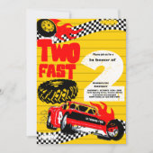 Twee Snel Race Car Boy 2e verjaardag Kaart (Voorkant)