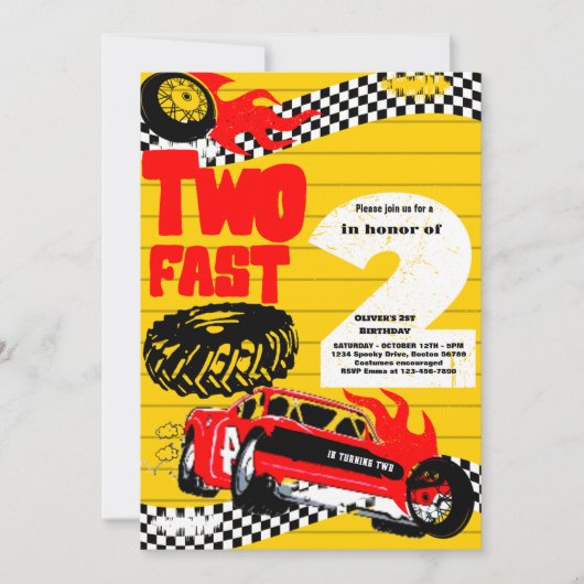 Twee Snel Race Car Boy 2e verjaardag Kaart (Voorkant)