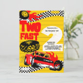 Twee Snel Race Car Boy 2e verjaardag Kaart (Staand voorkant)