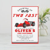 Twee Snel Race Car Boy 2e verjaardag Kaart (Staand voorkant)