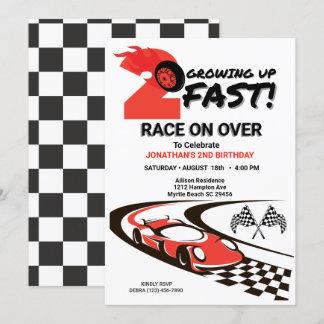 Twee Snel Race Car Boy 2e verjaardag Kaart