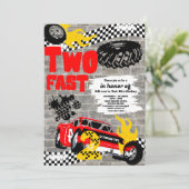 Twee Snel Race Car Boy 2e verjaardag Kaart (Staand voorkant)